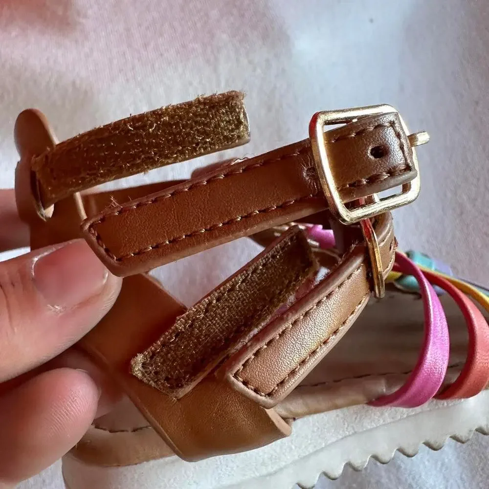 Toddler Sandals Size 5 Rainbow Summery Straps Buckles Vacation Resort Travel